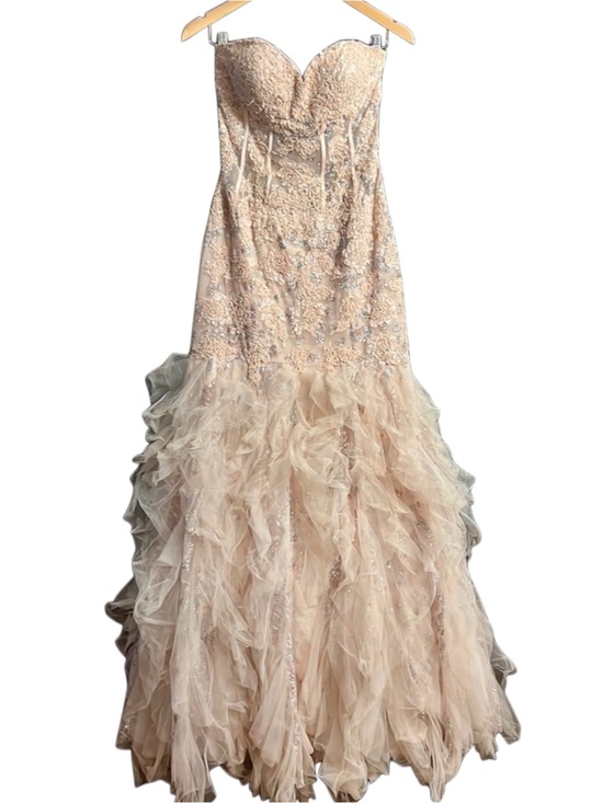 Jovani Dresses & Skirts - Jovani Blush Champagne Ruffled Mermaid Evening Gown